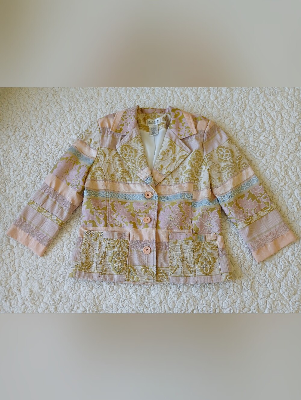 Uniform John Paul Richard Blazer Womens 10 Gold Pink Blue Jacket Career Workwear